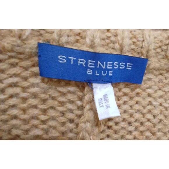 Strenesse womens large wool mohair camel brown fringe poncho sweater tan Italian - Picture 5 of 7